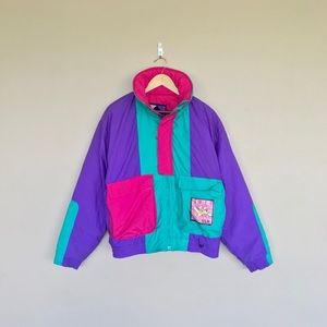 Vintage neon ski coat jacket